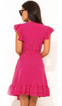 Летнее розовое платье на запах с рюшей Д-1409 фото 2
