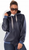 Куртка женская из экокожи темно синяя размеры от XL 5061, фото