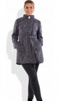 Серый кардиган пальто из ткани букле с аппликацией размеры от XL 5070, фото