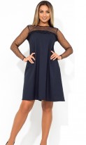 Коктейльное платье мини темно-синее размеры от XL ПБ-657, фото