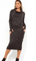 Платье миди с боковыми карманами и рукавами-митенками размеры от XL ПБ-686, фото