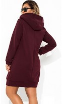 Платье худи бордовое с капюшоном и манжетами размеры от XL ПБ-720, фото 2