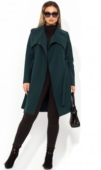 Кашемировое пальто на запах с воротником размеры от XL 5105, фото