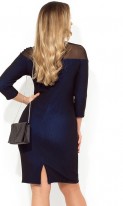 Платье темно-синее с кокеткой и декором из бижутерии размеры от XL ПБ-808, фото 2