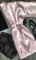 Набор домашней одежды из атласа халат+топ+шорты АТ-1116, фото