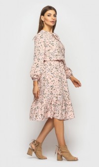 Романтичное платье с завязками розовое Д-1272 фото 2