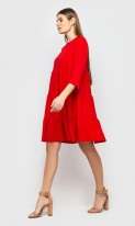 Воздушное платье-туника красное Д-562 фото 2